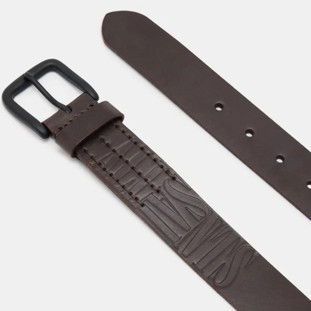 ALLSAINTS ALL SAINTS Oppose Embossed Brown Leather Belt Size 40